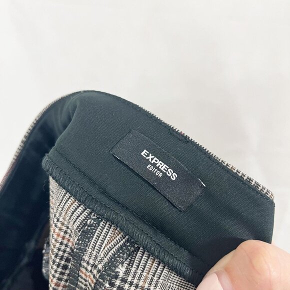 Express The Editor Black Brown & Tan Houndstooth Pants Wide Leg Size 12 - Picture 4 of 9